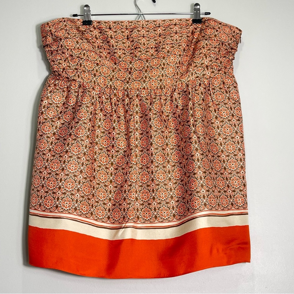 Orange, Mocha, & Cream Patterned Strapless Blouse, Banana Republic, US Sz 16